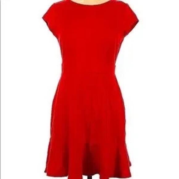 Ann Taylor LOFT Women's Fit Flare Short Sleeve Flounce Dress - Picture 1 of 5